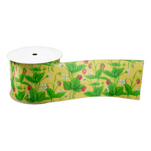 Starwberry garden on yellow satin ribbon