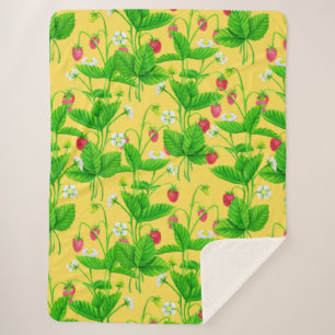 Starwberry garden on yellow sherpa blanket