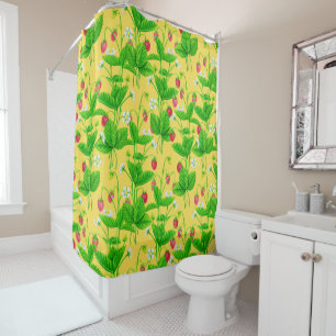 Starwberry garden on yellow shower curtain