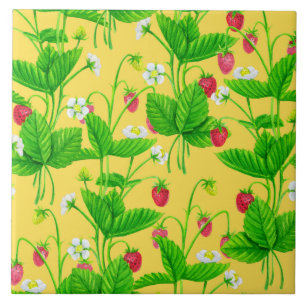 Starwberry garden on yellow tile