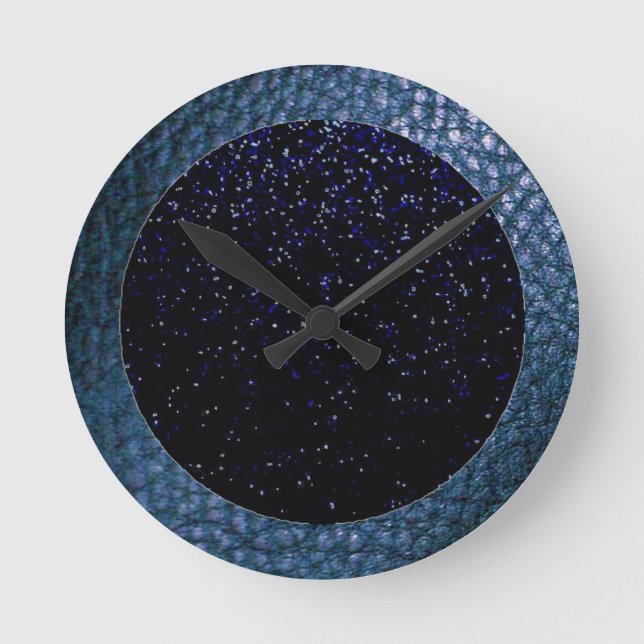 Stary Night Faux Leather Wall Clock (Front)