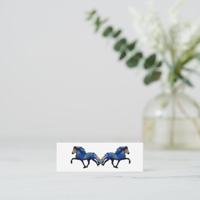 Stary Night Icelandic Horse Mini Business Card (Standing Front)