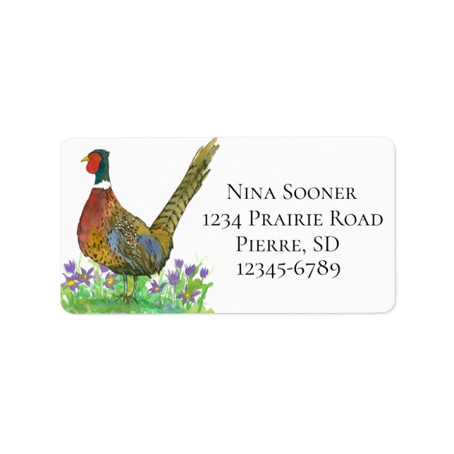 State Bird of South Dakota Pheasant Return Address Label (Front)