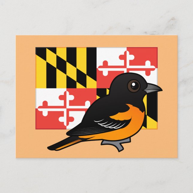 State Birdorable of Maryland: Baltimore Oriole Postcard (Front)