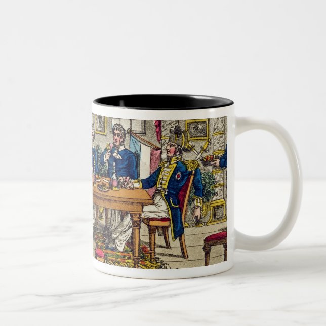 State Cabin, Newcome's Exit after Dinner, plate fr Two-Tone Coffee Mug (Right)