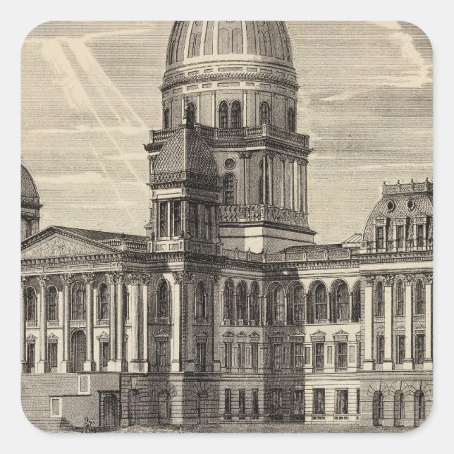 State Capitol building, Springfield, Ill Square Sticker (Front)