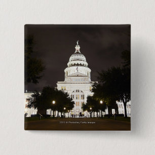 State Capitol of Austin, Texas at Night 15 Cm Square Badge