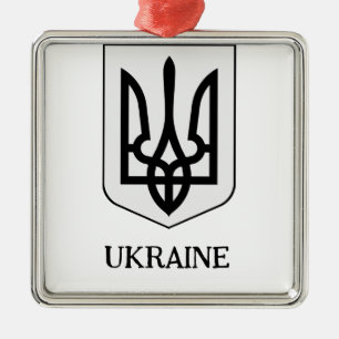 State Coat of Arms of Ukraine Minimalist Art Metal Tree Decoration