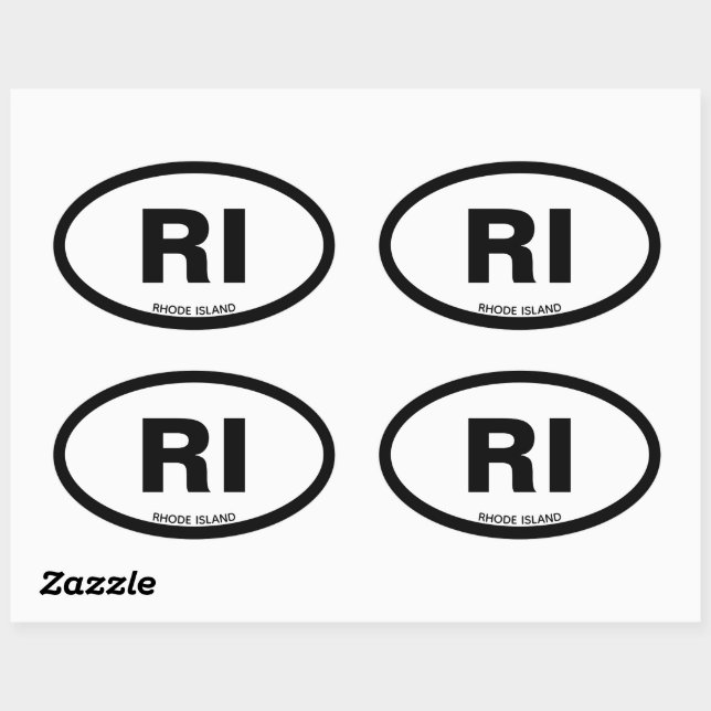 State Customisable Two Letter White Oval RI Sticker (Sheet)