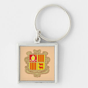 State Emblem of Andorra Historic Co-Principality Key Ring