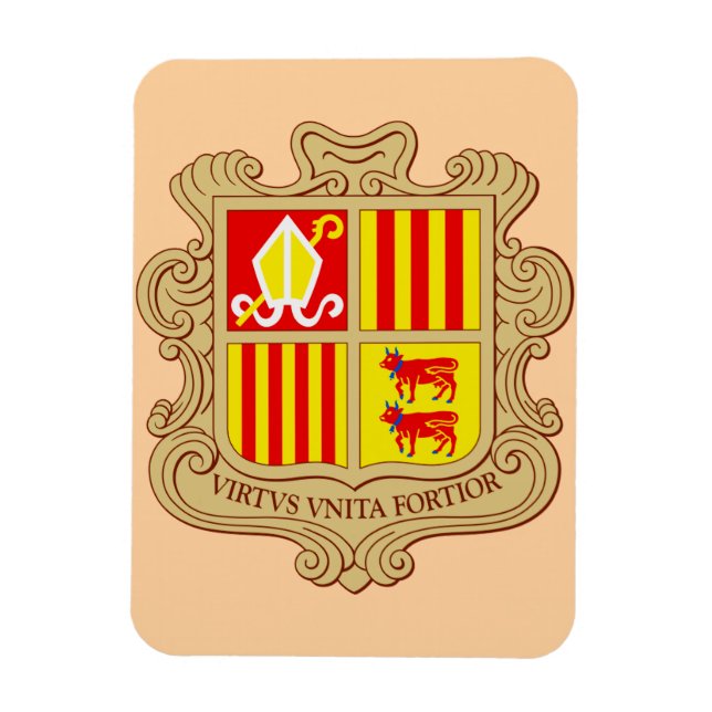 State Emblem of Andorra Historic Co-Principality Magnet (Vertical)