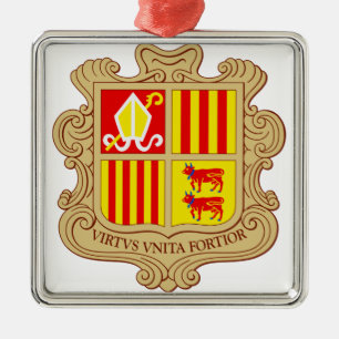 State Emblem of Andorra Historic Co-Principality Metal Tree Decoration