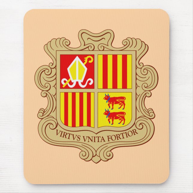 State Emblem of Andorra Historic Co-Principality Mouse Pad (Front)