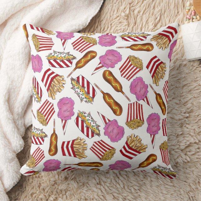 State Fair Carnival Foods Cotton Candy Popcorn Cushion (Blanket)