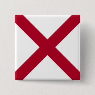 State Flag Alabama, St Andrew Crimson Cross 15 Cm Square Badge