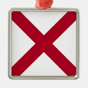 State Flag Alabama, St Andrew Crimson Cross Metal Tree Decoration