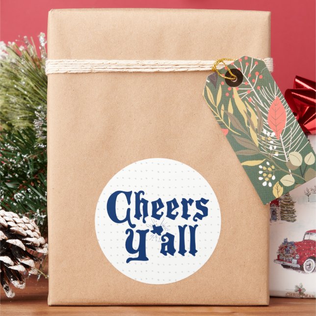 State Flag Blue Cheers Y'all Classic Round Sticker (Holiday)