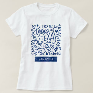 State Flag Blue Texas Doodle Pattern T-Shirt