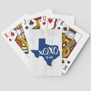 State Flag Blue XOXO, Y'all - Texas State Shape Playing Cards