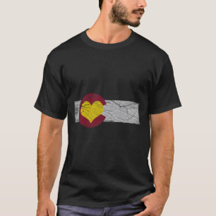 State Flag Colorado Heart Rocky Mountains Skiing A T-Shirt