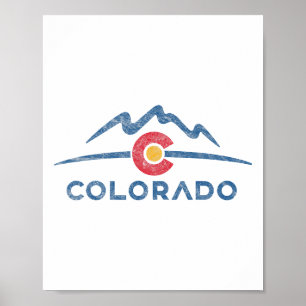 State Flag Colorado Rocky Mountains Skiing Aspen V Poster