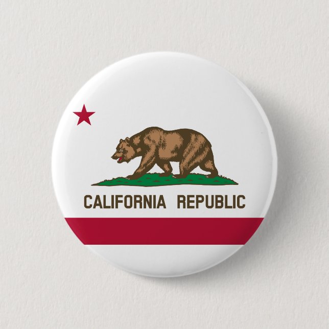 State Flag of California 6 Cm Round Badge (Front)