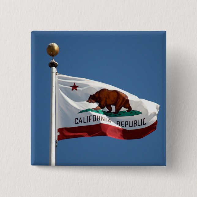State Flag of California Blue Sky Photo 15 Cm Square Badge (Front)
