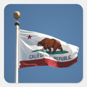 State Flag of California Blue Sky Photo Square Sticker