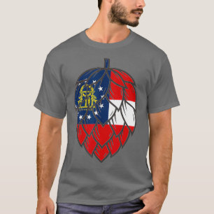 State Flag of Georgia Craft Beer Hop Cone T-Shirt