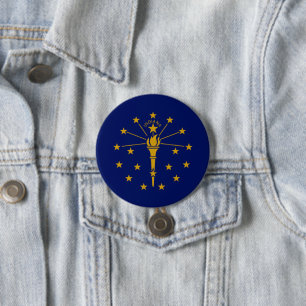 State Flag of Indiana 7.5 Cm Round Badge