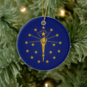State Flag of Indiana Ceramic Tree Decoration