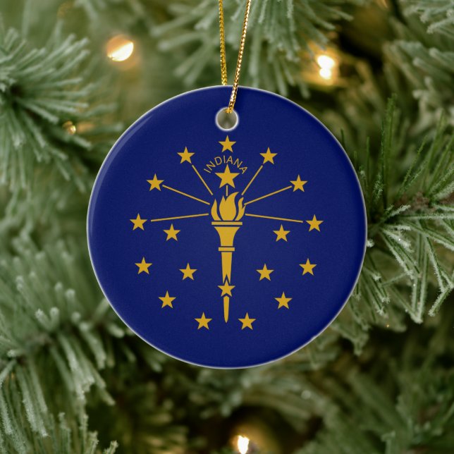 State Flag of Indiana Ceramic Tree Decoration (Tree)