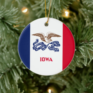 State Flag of Iowa Ceramic Tree Decoration