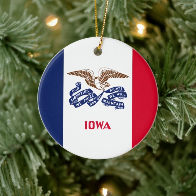 State Flag of Iowa Ceramic Tree Decoration (Tree)