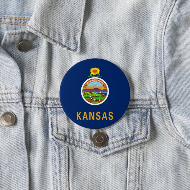 State Flag of Kansas 7.5 Cm Round Badge (In Situ)