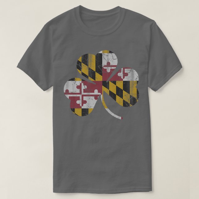 State Flag of Maryland Flag Shamrock T-Shirt (Design Front)