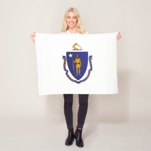 State Flag of Massachusetts, USA Fleece Blanket