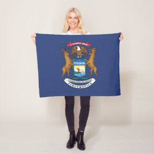 State Flag of Michigan, USA Fleece Blanket