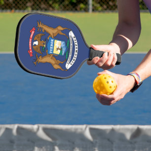 State Flag of Michigan, USA Pickleball Paddle