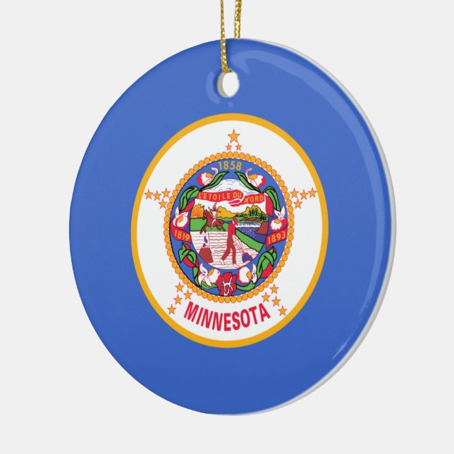 State Flag of Minnesota Ceramic Tree Decoration (Left)