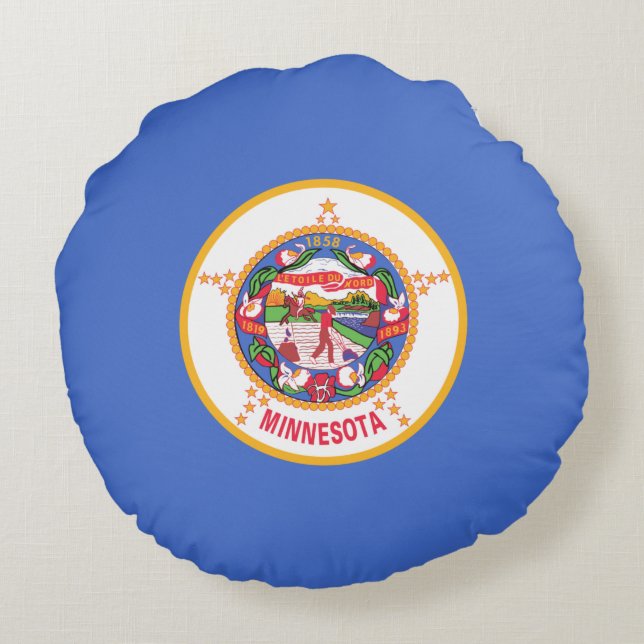 State Flag of Minnesota Round Cushion (Back)