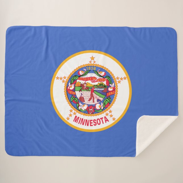 State Flag of Minnesota Sherpa Blanket (Front (Horizontal))