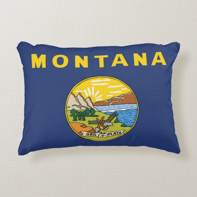 State Flag of Montana, USA Decorative Cushion (Front)