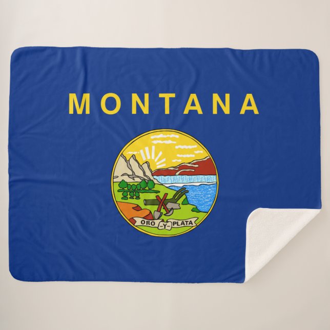 State Flag of Montana (USA) Sherpa Blanket (Front (Horizontal))