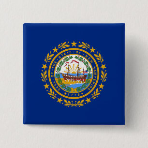 State Flag of New Hampshire 15 Cm Square Badge