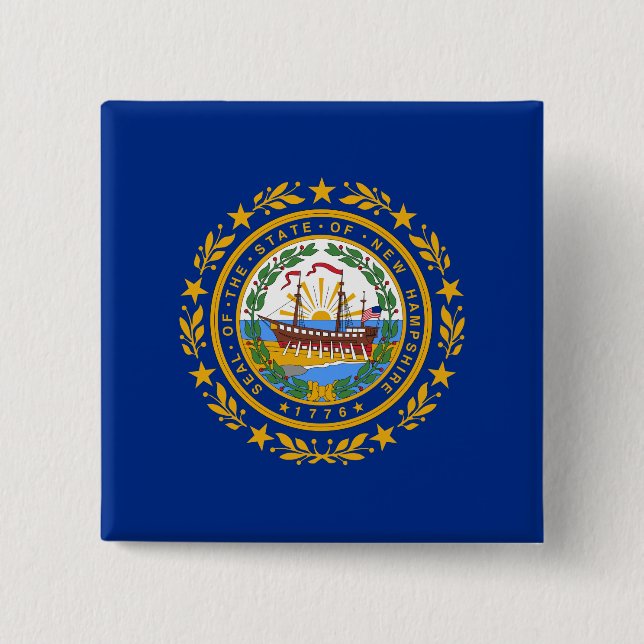 State Flag of New Hampshire 15 Cm Square Badge (Front)