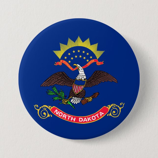 State Flag of North Dakota 7.5 Cm Round Badge (Front)