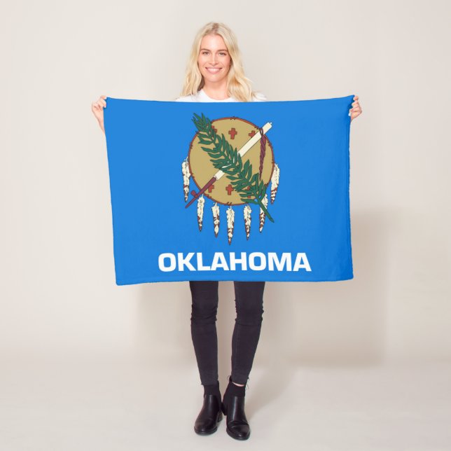 State Flag of Oklahoma, USA Fleece Blanket (In Situ)