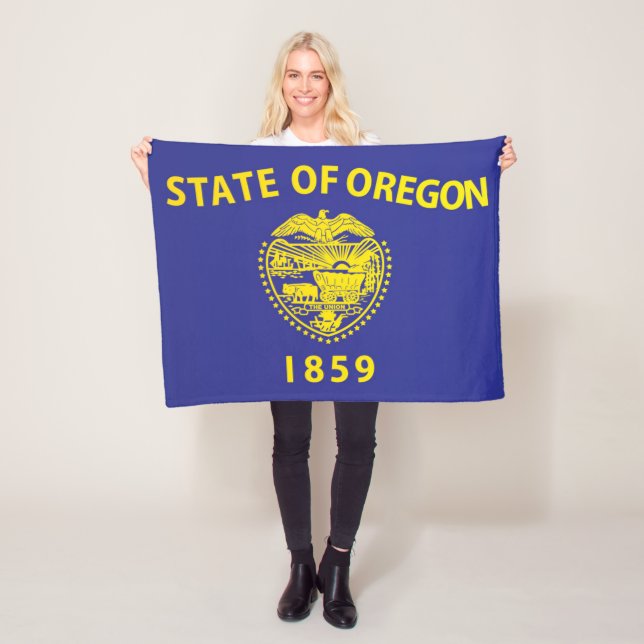 State Flag of Oregon, USA Fleece Blanket (In Situ)