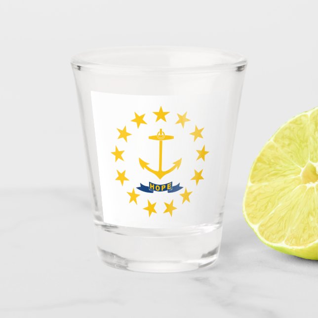 State Flag of Rhode Island Shot Glass (Front)